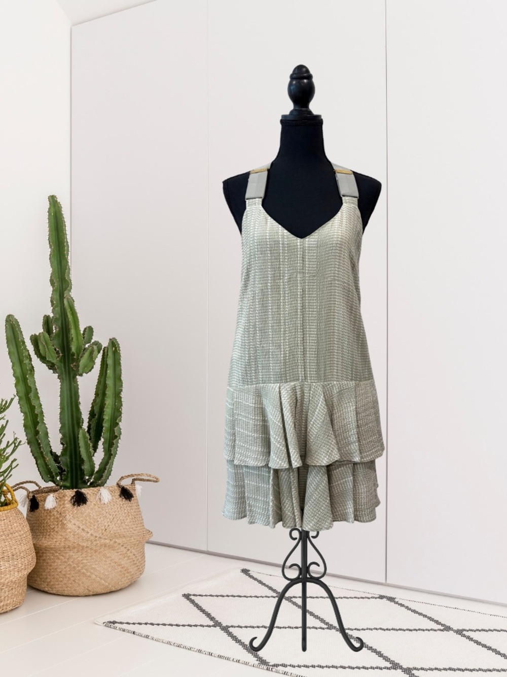 Derek Lam 10 Crosby Intermix Elastic Strap Halter Ruffle Hem Dress